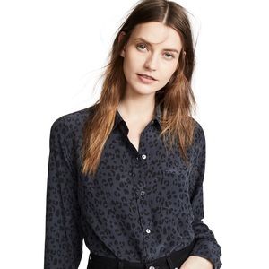 Rails Kate Cheetah Print Silk Button-Down Shirt Onyx Cheetah XS